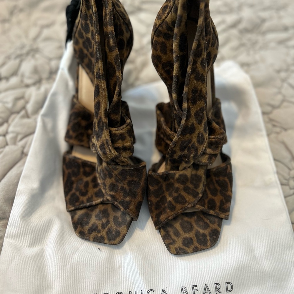 Veronica Beard Aerin Leopard Back Zip Sandals